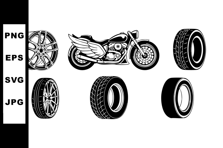 Motorcycle and Tire Wheel Vector Set for Design