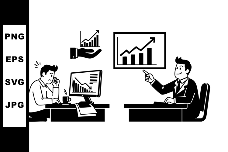 Business Meeting with Growth Charts Illustration