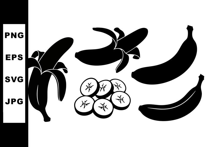 Banana Silhouette Vector Collection for Food Design
