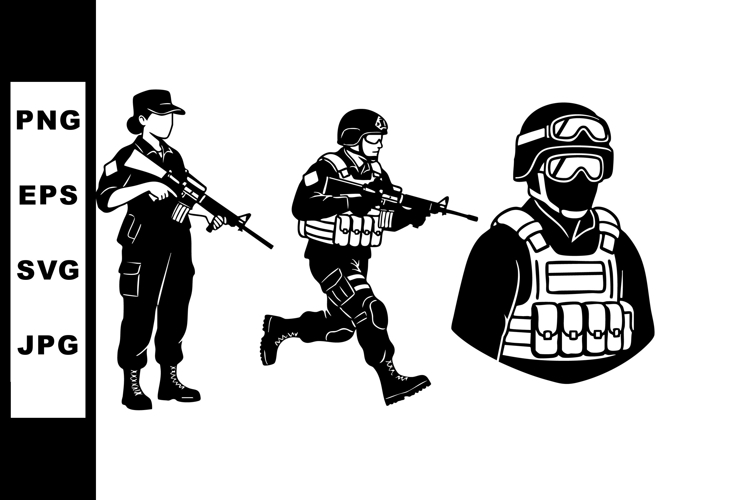 Tactical Soldier Team in Combat Gear Vector Illustration