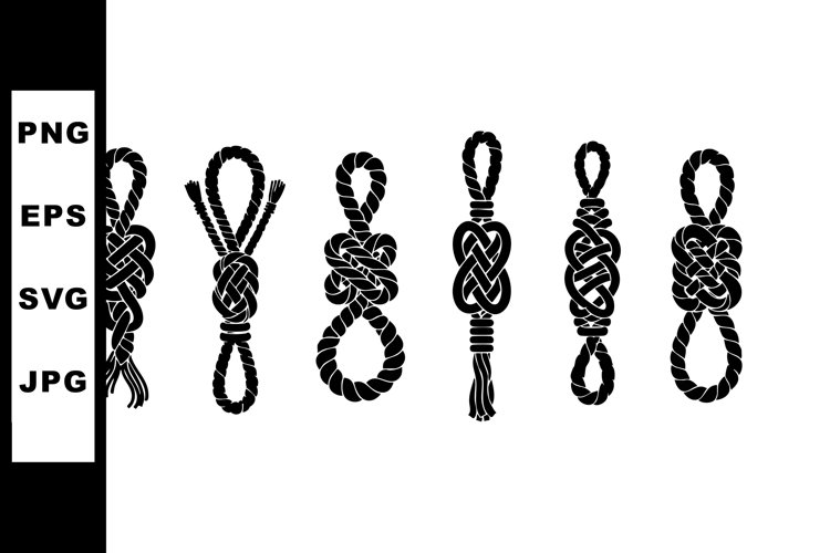Various Black Rope Knots Vector Illustration