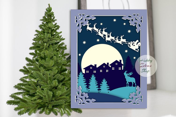 3D Christmas Card SVG, Layered Paper Card (1637994)