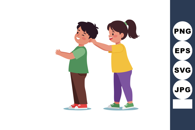 Children playing tag game outdoors with happy expressions an