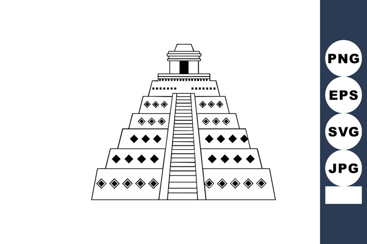 Pyramid ancient architecture step design with staircase and