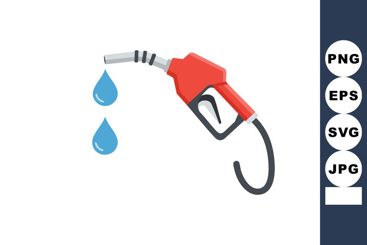 Gasoline pump nozzle with blue water drops vector illustrati