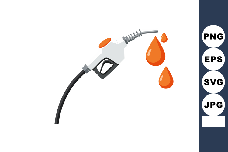 Fuel pump nozzle with red drops icon concept for energy and