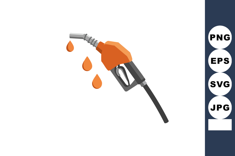 Fuel pump nozzle with orange drops representing gasoline or