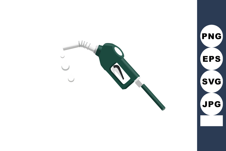 Fuel pump nozzle with dripping drops isolated on white backg