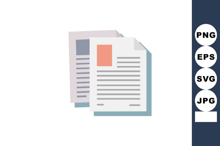 Document icon vector with layered paper sheets and simple te