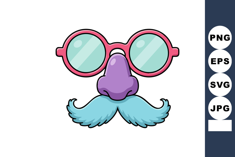 Funny novelty disguise glasses with purple nose blue mustach