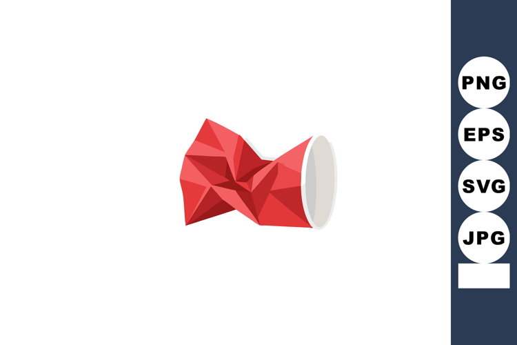 Crumpled Red Paper Cup Vector Illustration with White Rim on