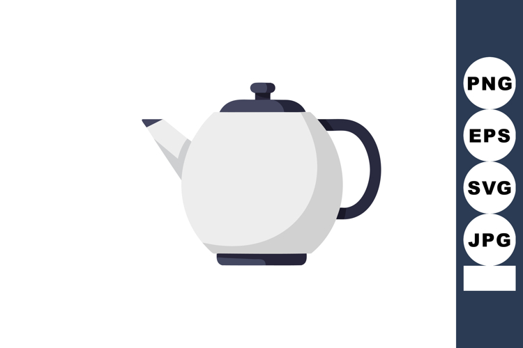 White and black kettle vector illustration with simple moder