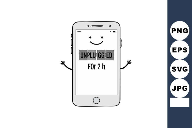 Smartphone with unplugged message and smiling face digital i