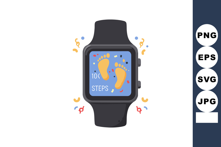Fitness Tracker Smartwatch Displaying Ten Thousand Steps wit