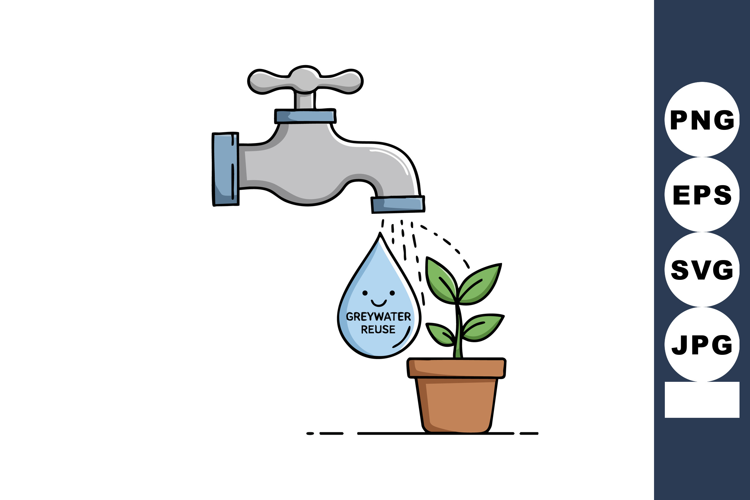 Greywater Reuse Concept with Water Tap Droplet and Potted Pl