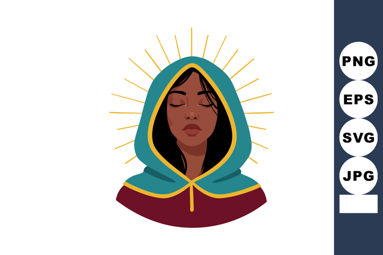 Woman with teal hooded cloak surrounded by golden rays seren example image 1