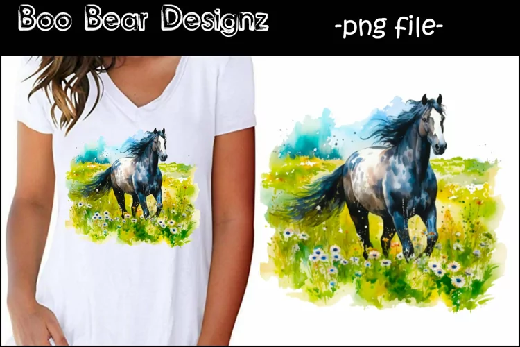 Watercolor Spotted Horse Sublimation design