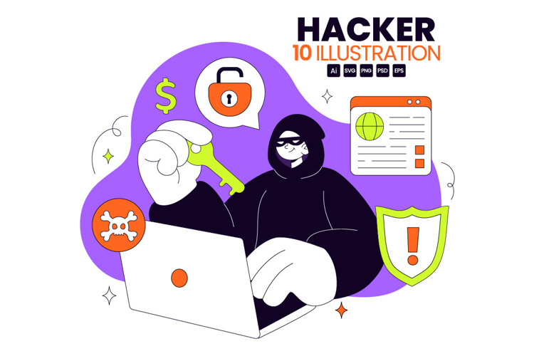 10 Hacker Digital Crime Illustration example image 1