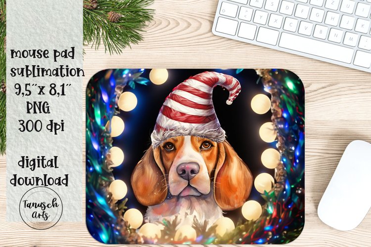 Christmas BEAGLE dog mouse pad Sublimation PNG design