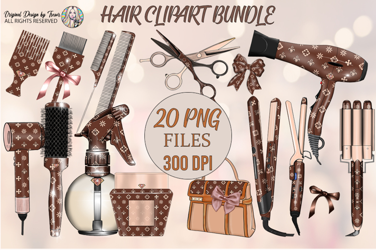 Hair Accessories Clipart Bundle PNG Beauty Tools Set