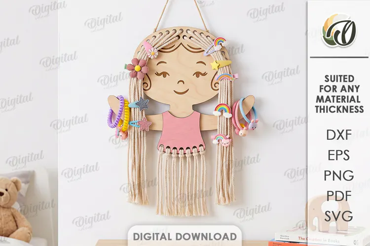 Girl Hair Bow Holder Laser Cut. Hair Bow Hanger SVG