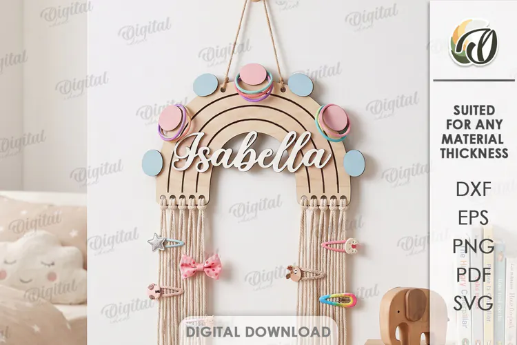 Personalized Hair Bow Holder Laser Cut. Hair Bow Hanger SVG