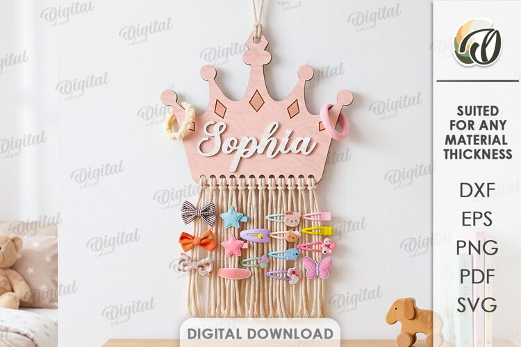 Personalized Hair Bow Holder Laser Cut. Hair Bow Hanger SVG example image 1