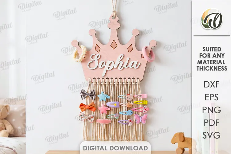 Personalized Hair Bow Holder Laser Cut. Hair Bow Hanger SVG