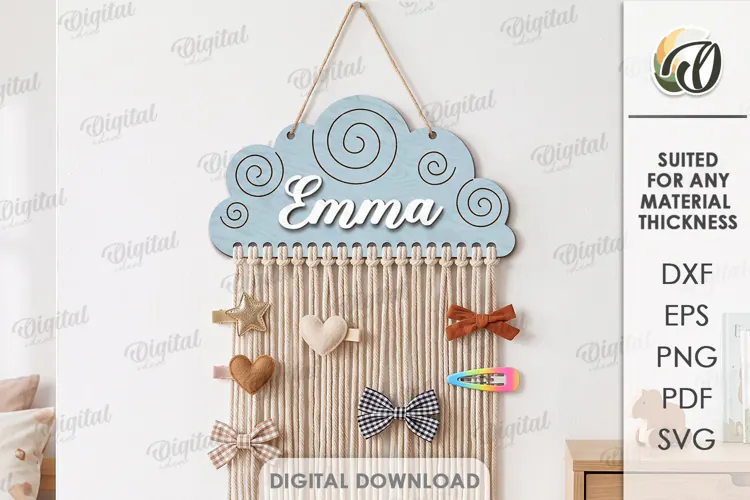 Personalized Hair Bow Holder Laser Cut. Hair Bow Hanger SVG