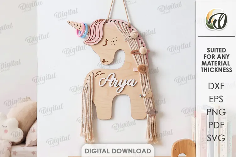 Unicorn Hair Bow Holder Laser Cut. Hair Bow Hanger SVG