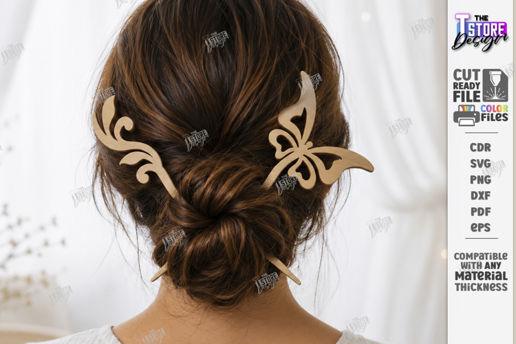 Wooden Hair Sticks and Pins Laser Cut | Wooden Accessories