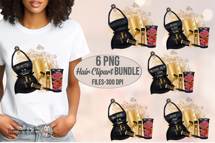 Black & Gold Hair Stylist Apron Sublimation PNG
