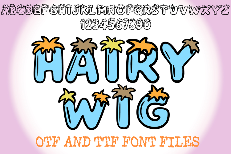 Hairy Wig Lettering ABC Text Font Alphabet OTF Type Cartoon