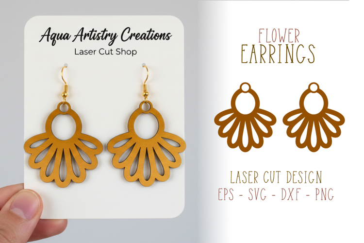 Half Flowers Earrings Laser Cut Template