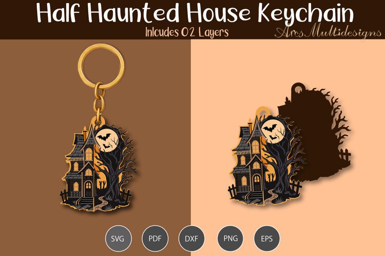 Haunted house keychain SVG example image 1