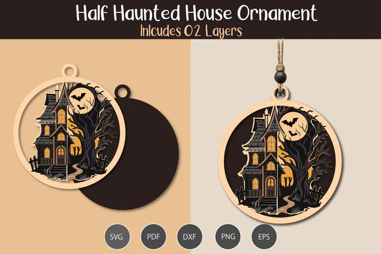 Half Haunted house Hanging Ornament