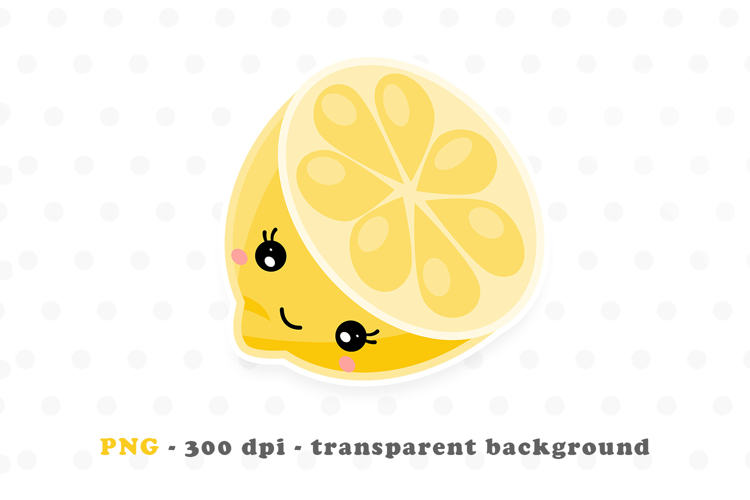 Lemon Clipart PNG | Cute Kawaii Yellow Fruit Illustration