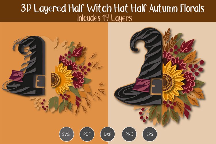 Layered Half Witch Hat Half Autumn Florals example image 1