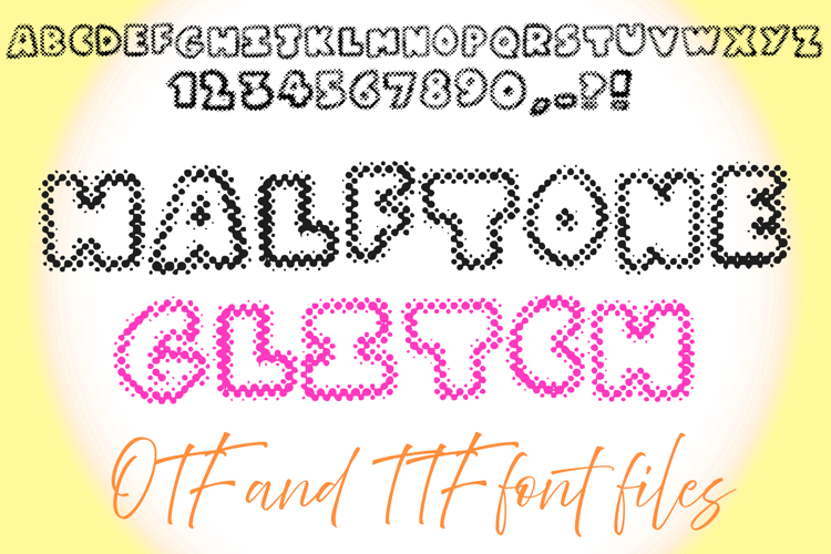 Halftone Glitch Dot Font Lettering OTF ABC Alphabet Typeface