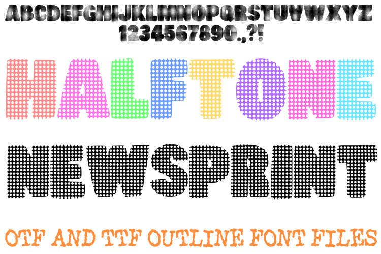 Halftone Newsprint Font Pop Art Typography Lettering ABC OTF