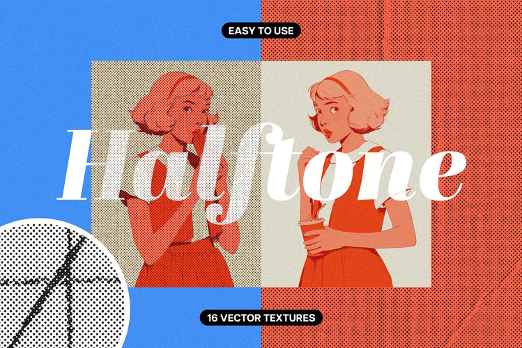 Halftone Vector Textures Set