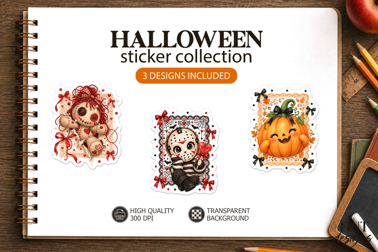 Cute Spooky Halloween Stickers Doll Maniac Pumpkin