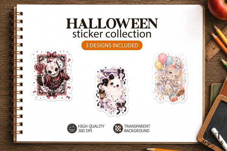 Cute Spooky Halloween Stickers Clown Ghost Slasher
