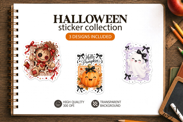 Cute Halloween Pumpkin Ghost Stickers example image 1