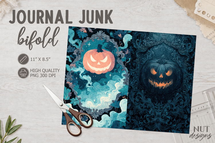 Halloween Pumpkin Bifold Journal Junk gothic ephemera