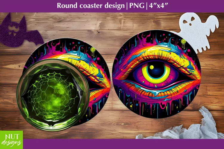 Halloween coaster sublimation, Magic Eye coaster design