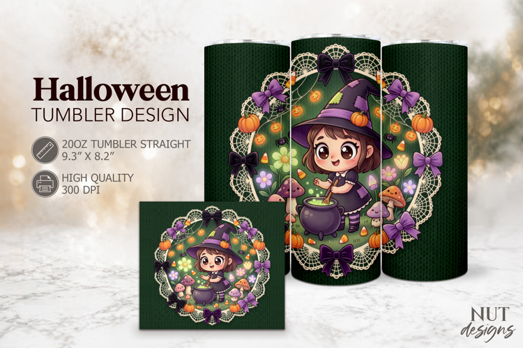 Cute Witch Halloween Tumbler Coquette Halloween tumbler 20oz