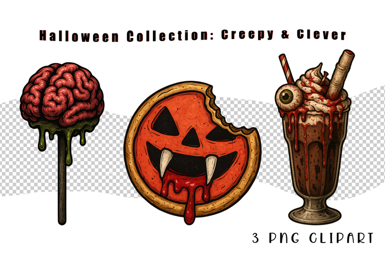 Creepy Halloween Candy Clipart | Brain Lollipop, Cookie