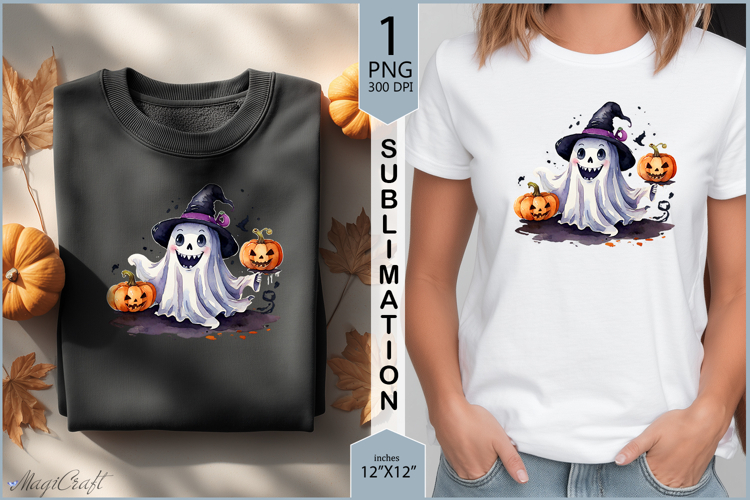 Cute ghost sublimation|Halloween ghost Pumpkin Moon print