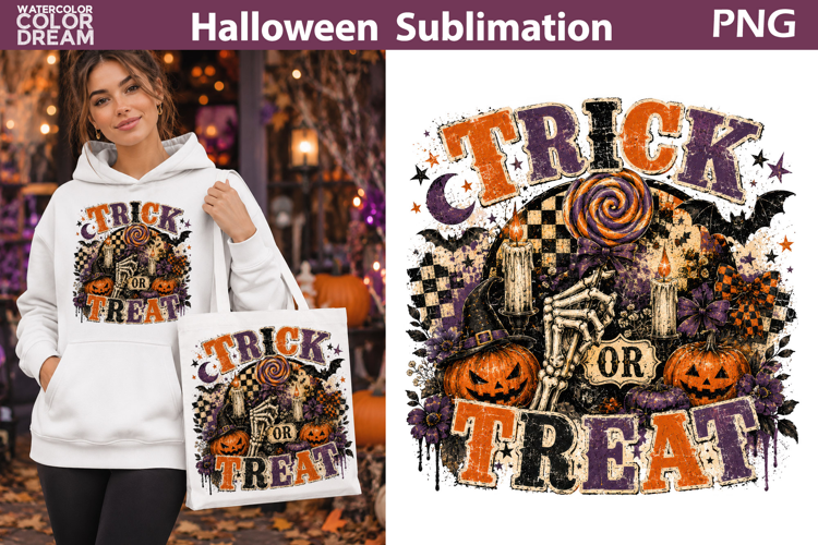 Trick Or Treat PNG | Vintage Halloween Skeleton Art